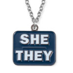 Necklace "she/they" blue