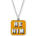 Necklace "he/him" yellow