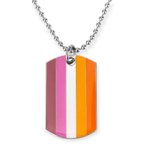 Lesbian tag necklace, Lesbian pride necklace, LGBTQ lesbian necklace, Lesbian pride tag necklace, Lesbian flag pendant, Lesbian identity necklace, LGBTQ lesbian jewelry, Lesbian pride dog tag, Lesbian pendant necklace, Lesbian flag dog tag, Lesbian flag necklace, Lesbian pride tag, Lesbian flag jewelry, LGBTQ+ lesbian tag, Lesbian pride pendant.