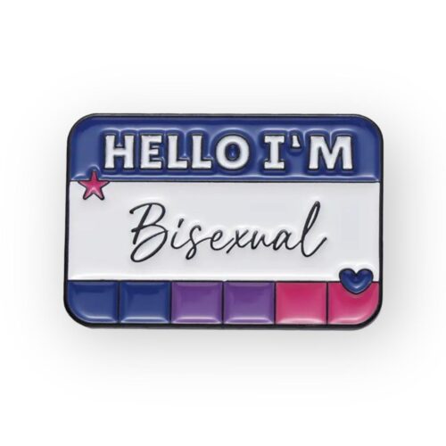 Hello I'm Bi badge, Bisexual pride pin, LGBTQ+ bi pin, Bisexual flag pin, Bi pride accessory, LGBTQ+ support pin, Bisexuality awareness pin, I'm Bi button, Bi identity pin, Bi community badge, Bisexual pride button, LGBTQ+ bisexual pin, Bi pride enamel pin, Proud to be Bi pin, Bisexuality flag badge.